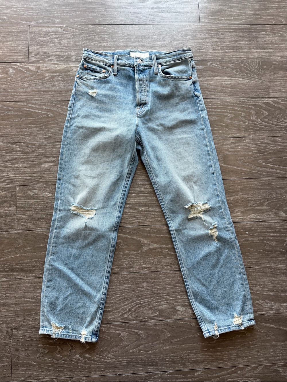 MOTHER the tomcat Light Blue Distressed Boyfriend Jeans